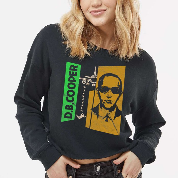 D B Cooper Skyjacker Hijack Retro 60s Style Graphic Cropped Pullover Crew