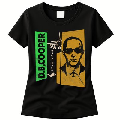 D B Cooper Skyjacker Hijack Retro 60s Style Graphic Womens T-Shirt