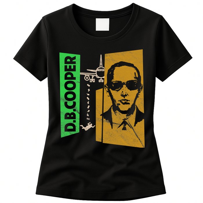 D B Cooper Skyjacker Hijack Retro 60s Style Graphic Womens T-Shirt
