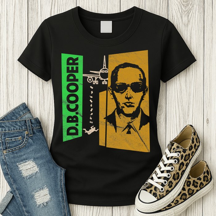 D B Cooper Skyjacker Hijack Retro 60s Style Graphic Womens T-Shirt