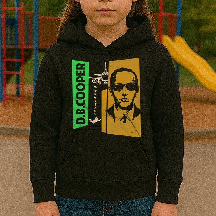 D B Cooper Skyjacker Hijack Retro 60s Style Graphic Kids Hoodie