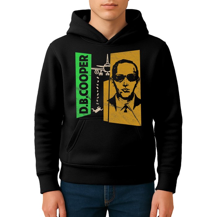 D B Cooper Skyjacker Hijack Retro 60s Style Graphic Kids Hoodie
