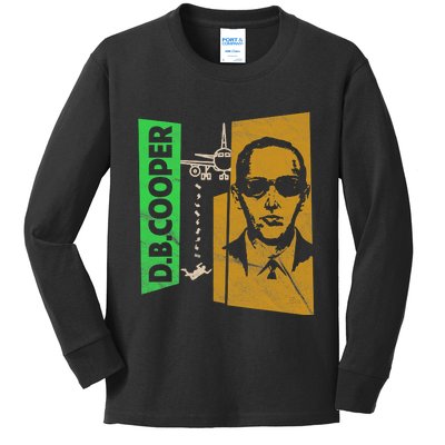 D B Cooper Skyjacker Hijack Retro 60s Style Graphic Kids Long Sleeve Shirt