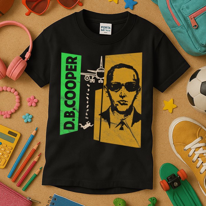 D B Cooper Skyjacker Hijack Retro 60s Style Graphic Kids T-Shirt