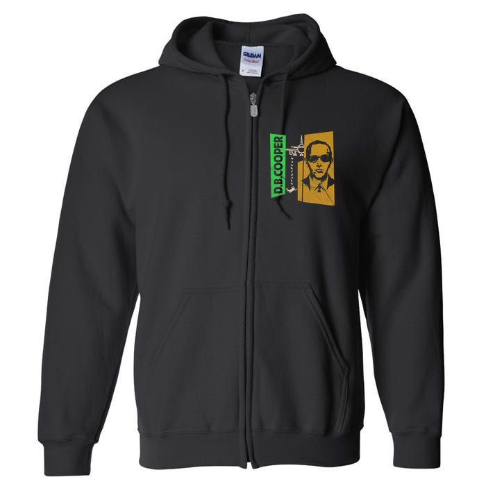 D B Cooper Skyjacker Hijack Retro 60s Style Graphic Full Zip Hoodie