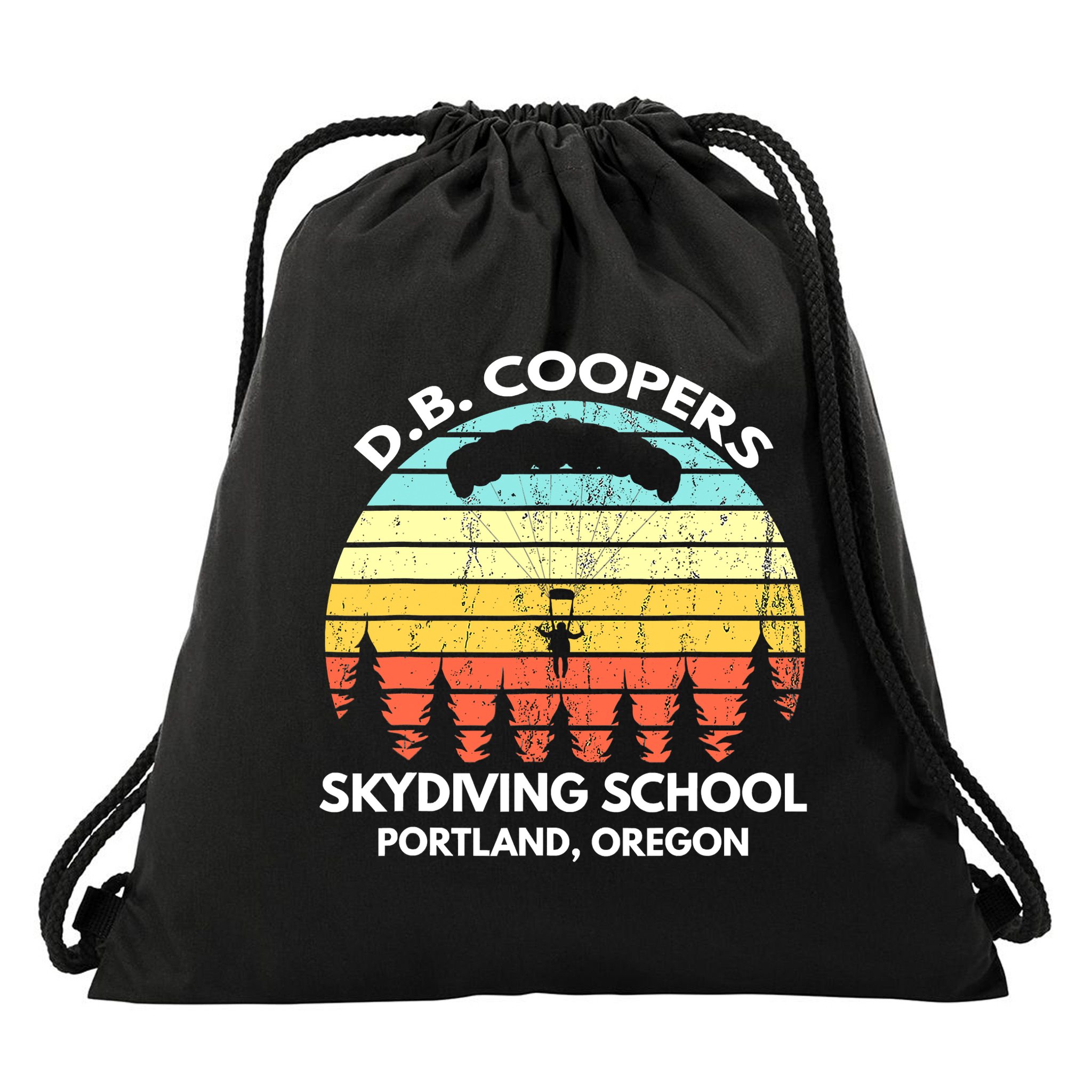 D B Coopers Skydiving School Portland Oregon Funny Drawstring Bag