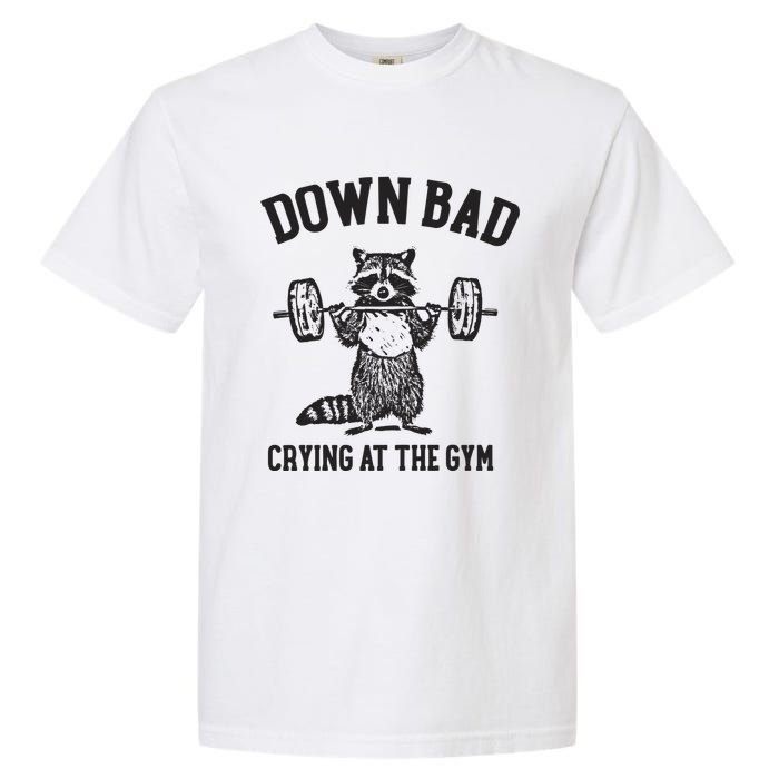 Down Bad Crying At The Gym Racoon Meme Ttpd Garment-Dyed Heavyweight T-Shirt