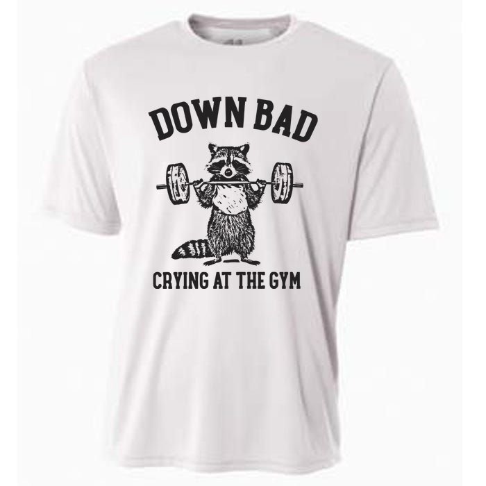 Down Bad Crying At The Gym Racoon Meme Ttpd Cooling Performance Crew T-Shirt