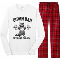 Down Bad Crying At The Gym Racoon Meme Ttpd Long Sleeve Pajama Set