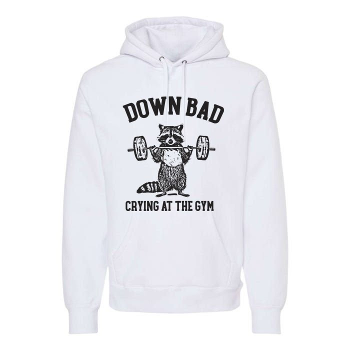 Down Bad Crying At The Gym Racoon Meme Ttpd Premium Hoodie