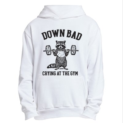 Down Bad Crying At The Gym Racoon Meme Ttpd Urban Pullover Hoodie