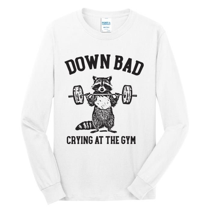 Down Bad Crying At The Gym Racoon Meme Ttpd Tall Long Sleeve T-Shirt