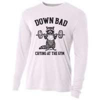 Down Bad Crying At The Gym Racoon Meme Ttpd Cooling Performance Long Sleeve Crew