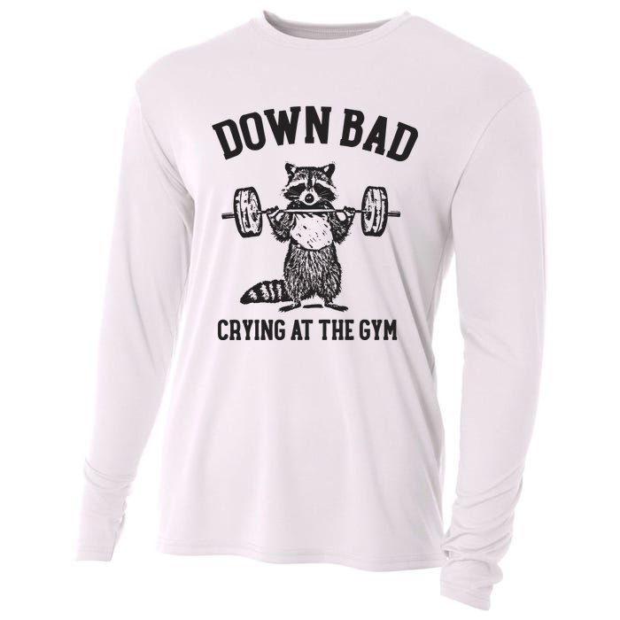 Down Bad Crying At The Gym Racoon Meme Ttpd Cooling Performance Long Sleeve Crew