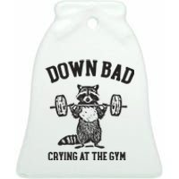 Down Bad Crying At The Gym Racoon Meme Ttpd Ceramic Bell Ornament