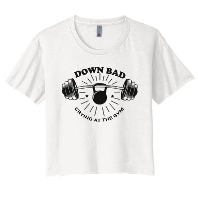 Down Bad Crying At The Gym Funny Workout Ttpd Women's Crop Top Tee