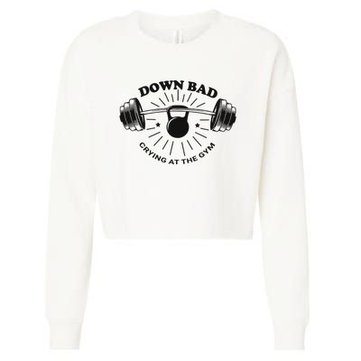 Down Bad Crying At The Gym Funny Workout Ttpd Cropped Pullover Crew