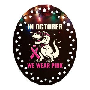 Dinosaur Breast Cancer Awareness Ceramic Oval Ornament