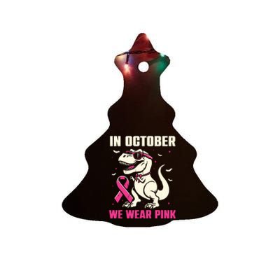 Dinosaur Breast Cancer Awareness Ceramic Tree Ornament