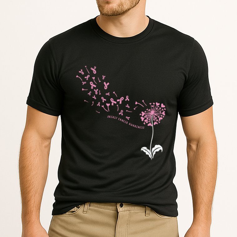 Dandelion Breast Cancer Awareness Pink Ribbon Support Gift Performance Shirt