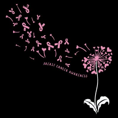 Dandelion Breast Cancer Awareness Pink Ribbon Support Gift T-Shirt