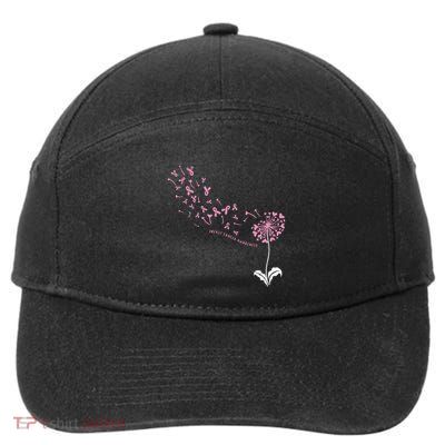 Dandelion Breast Cancer Awareness Pink Ribbon Support Gift 7-Panel Snapback Hat