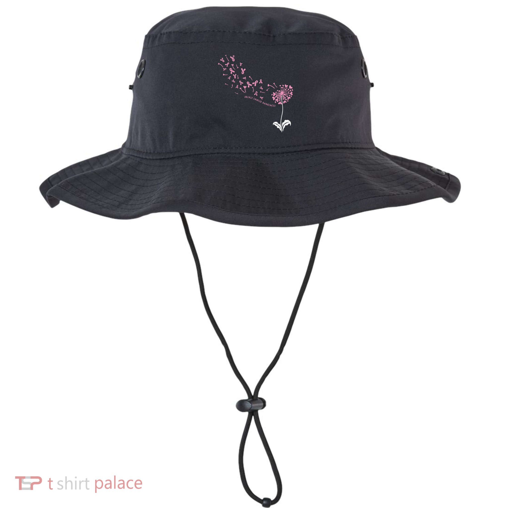 Dandelion Breast Cancer Awareness Pink Ribbon Support Gift Bucket Hat