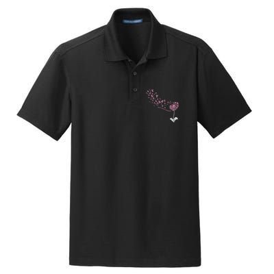 Dandelion Breast Cancer Awareness Pink Ribbon Support Gift Dry Zone Grid Polo