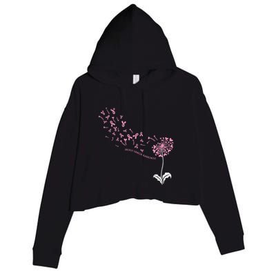 Dandelion Breast Cancer Awareness Pink Ribbon Support Gift Crop Fleece Hoodie