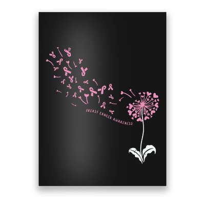 Dandelion Breast Cancer Awareness Pink Ribbon Support Gift Poster