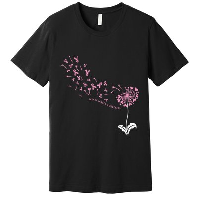 Dandelion Breast Cancer Awareness Pink Ribbon Support Gift Premium T-Shirt