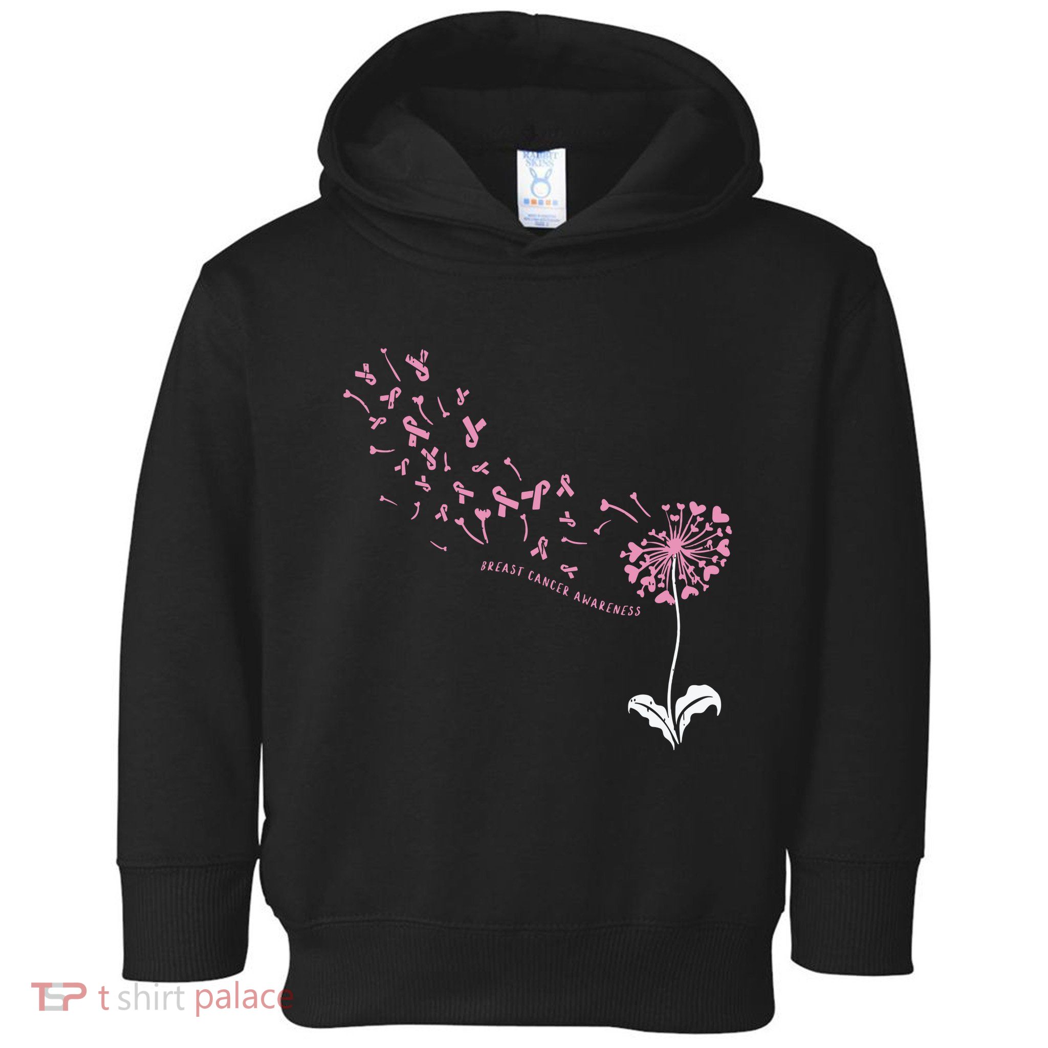 Dandelion Breast Cancer Awareness Pink Ribbon Support Gift Toddler Hoodie