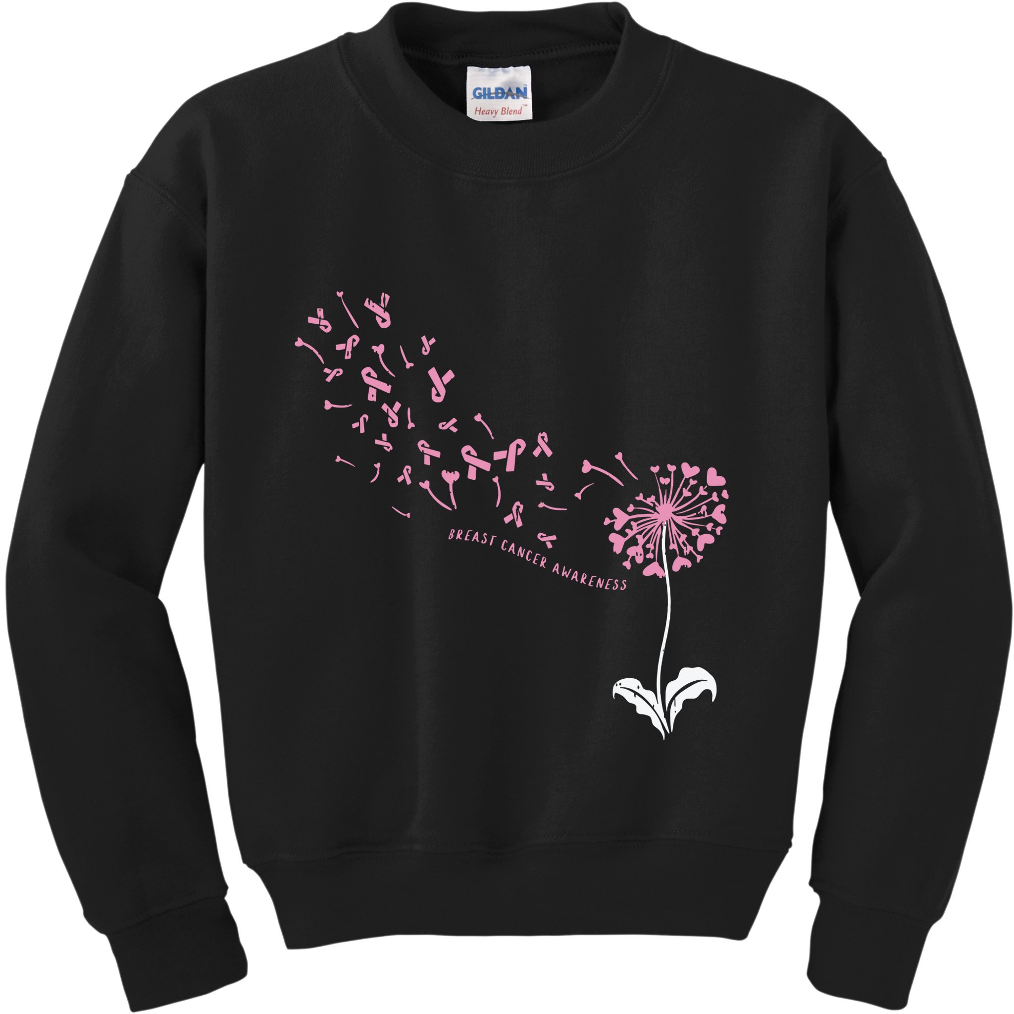 Dandelion Breast Cancer Awareness Pink Ribbon Support Gift Kids Sweatshirt