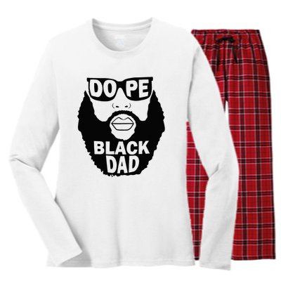 Dope Black Dad Gift Fathers Day Women's Long Sleeve Flannel Pajama Set 