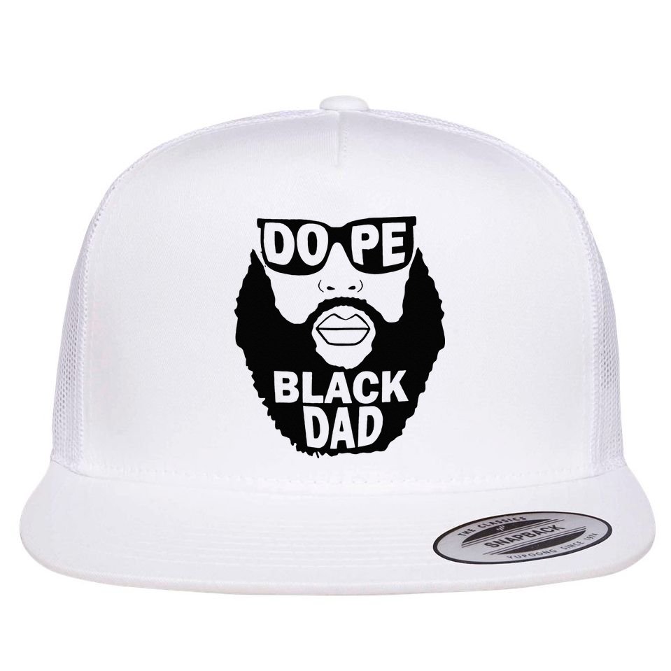 Dope Black Dad Gift Fathers Day Flat Bill Trucker Hat