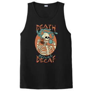 Death Before Decaf Skeleton Coffee Addict Gift PosiCharge Competitor Tank