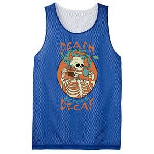 Death Before Decaf Skeleton Coffee Addict Gift Mesh Reversible Basketball Jersey Tank