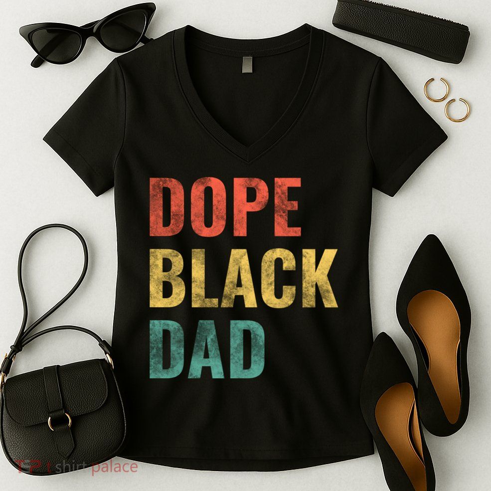 Dope Black Dad Funny Gift Women's V-Neck T-Shirt