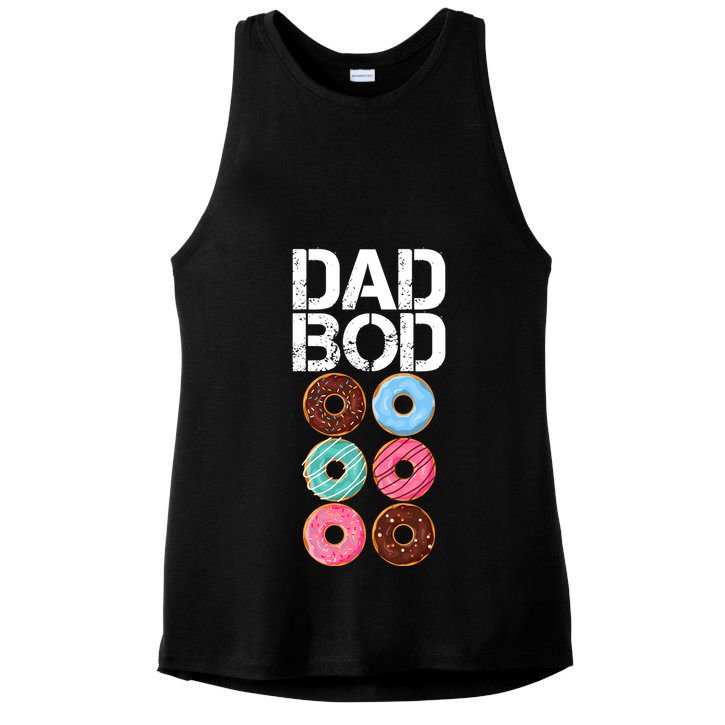 Dad Bod Donut Six Pack Ladies PosiCharge Tri-Blend Wicking Tank