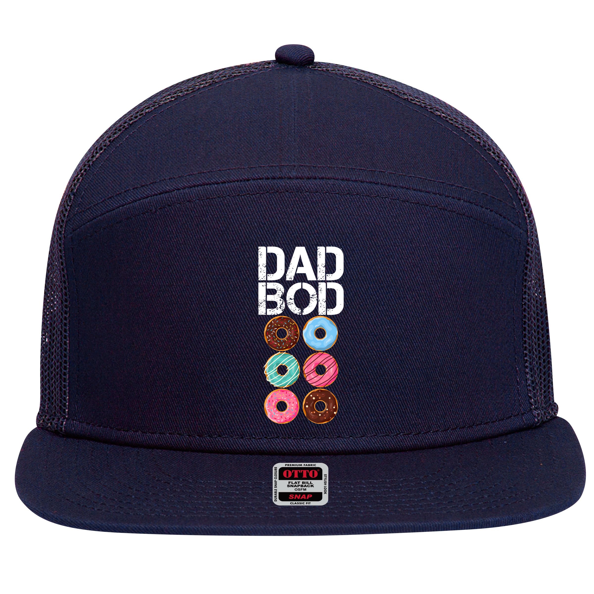 Dad Bod Donut Six Pack 7 Panel Mesh Trucker Snapback Hat