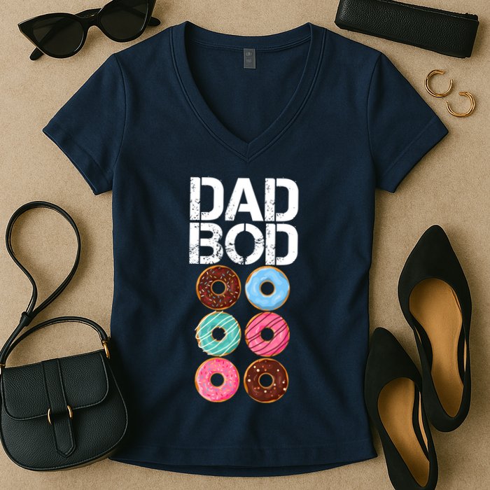 Dad Bod Donut Six Pack Women's V-Neck T-Shirt