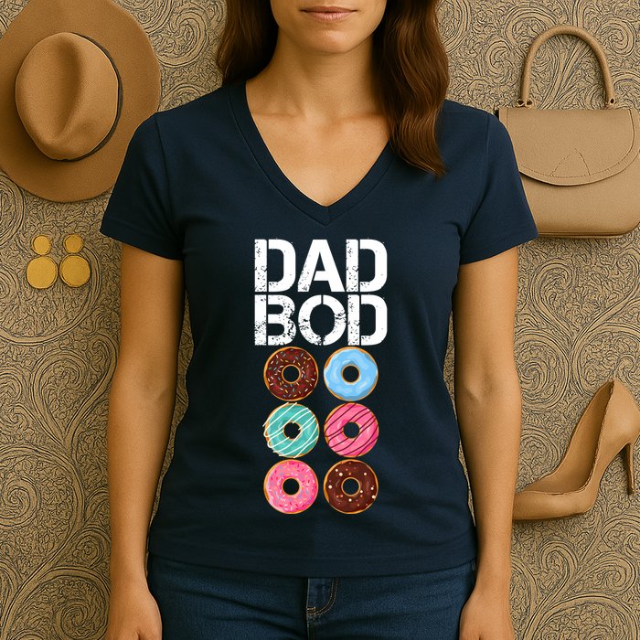 Dad Bod Donut Six Pack Women's V-Neck T-Shirt