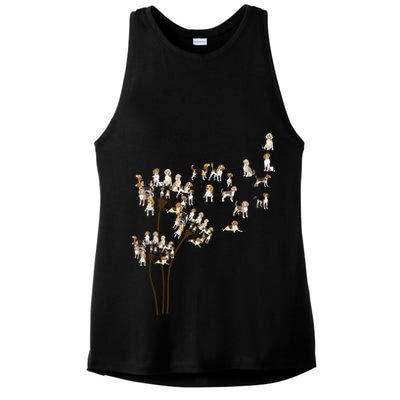 Dandelions Beagle Dog Ladies PosiCharge Tri-Blend Wicking Tank
