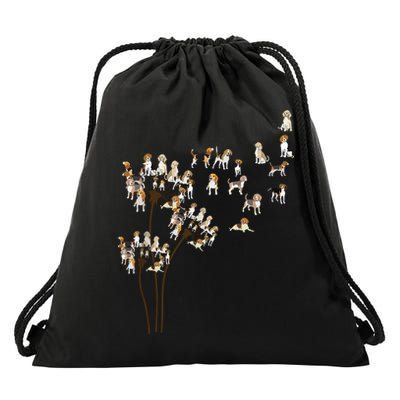 Dandelions Beagle Dog Drawstring Bag