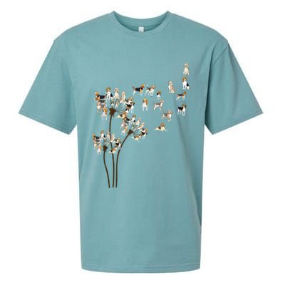 Dandelions Beagle Dog Sueded Cloud Jersey T-Shirt