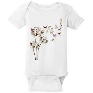 Dandelions Beagle Dog Baby Bodysuit