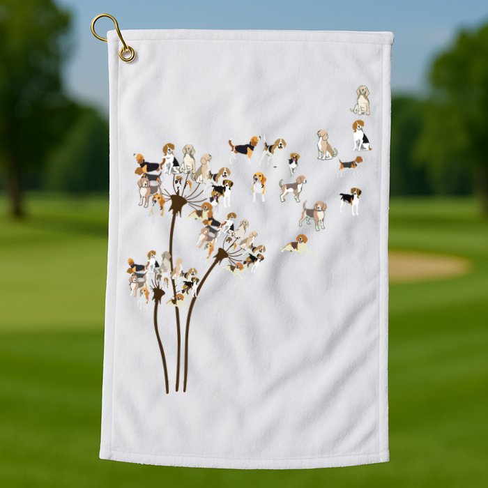 Dandelions Beagle Dog Golf Towel