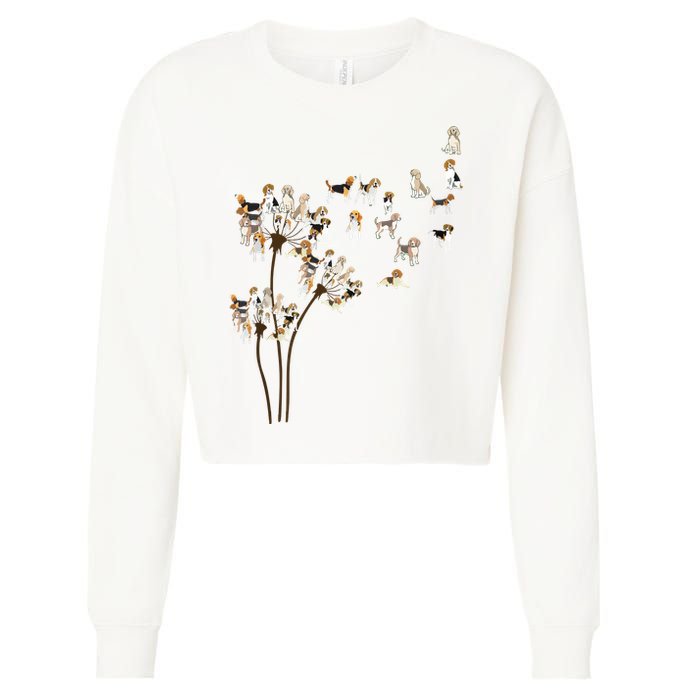 Dandelions Beagle Dog Cropped Pullover Crew