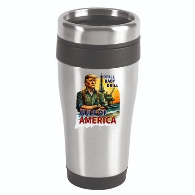 Drill Baby Drill American Flag Gulf Of US America 16oz Travel Tumbler