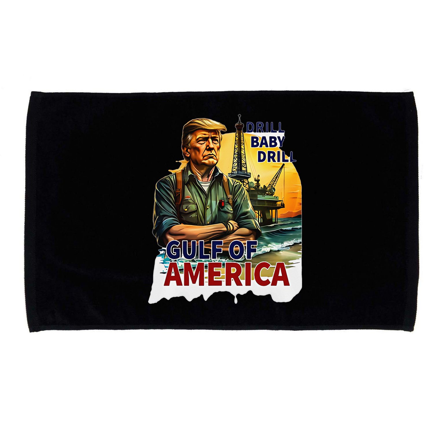 Drill Baby Drill American Flag Gulf Of US America Microfiber Hand Towel